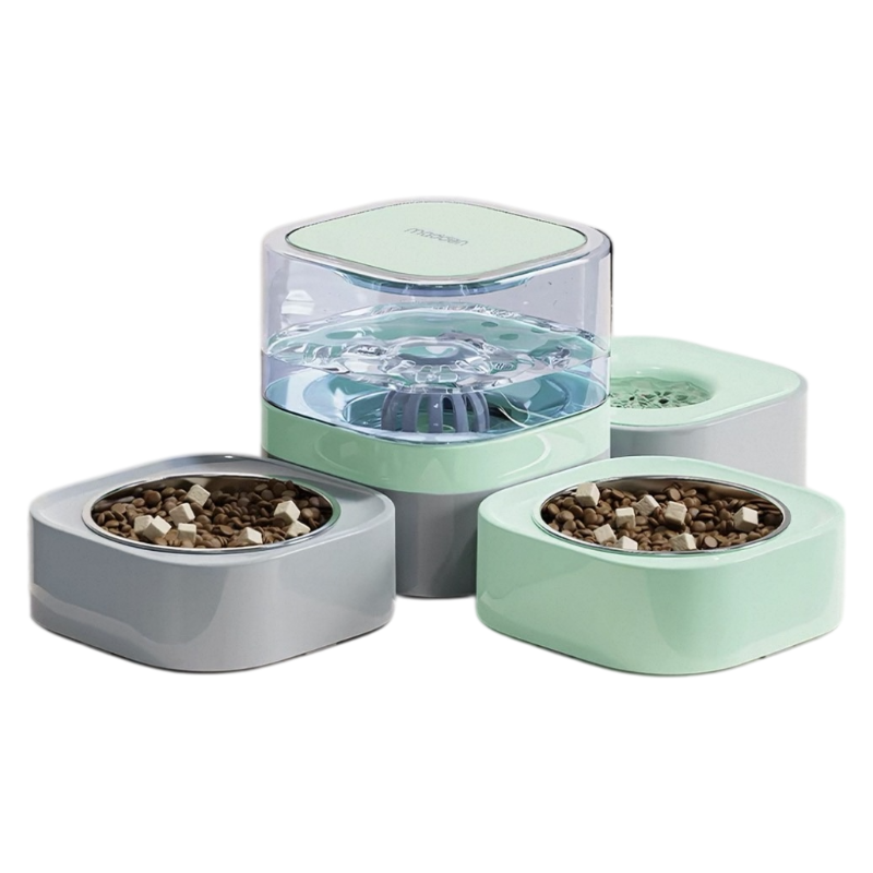 Madden Cordless Pet Water Fountain with Feeding Bowl – for Cats & Dogs
