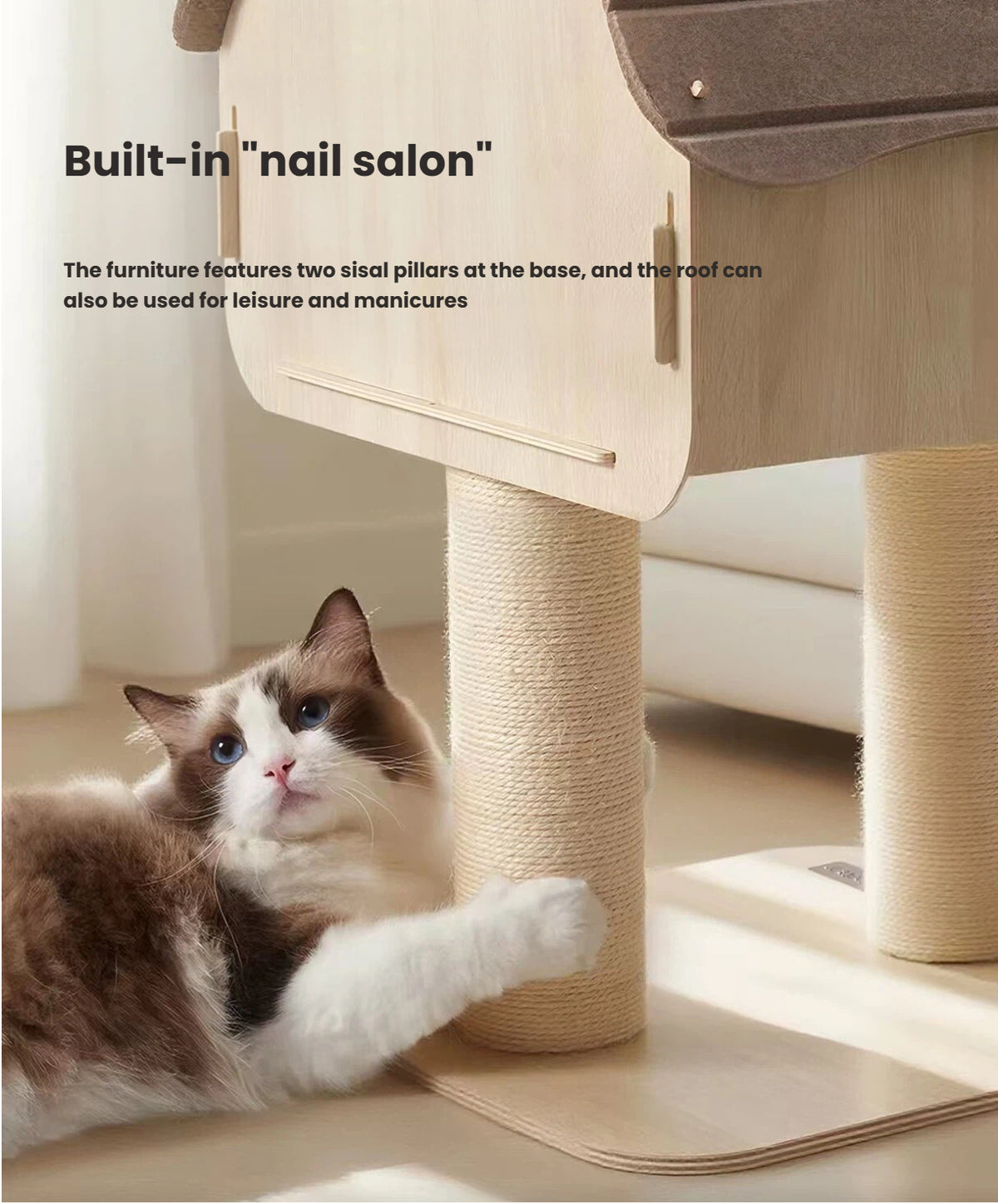 Petstar Rooftop Cat Tree with Scratching Post, Space-Saving Design