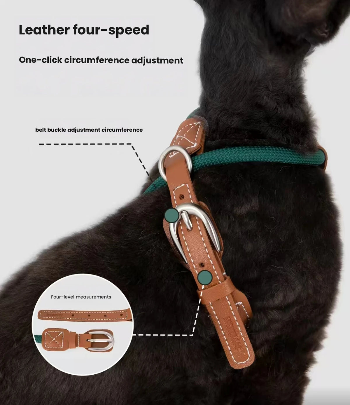 HiDREAM Leather Cat Harness Set - Adjustable Escape-Proof X-Style Harness with Round Leash
