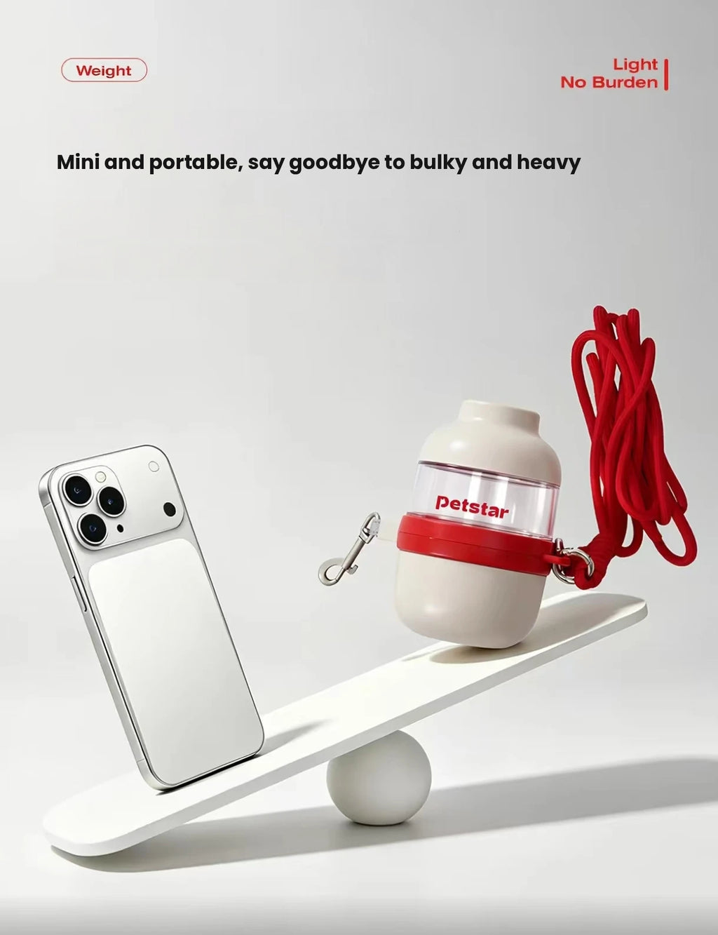 Petstar leash container beside a phone for scale