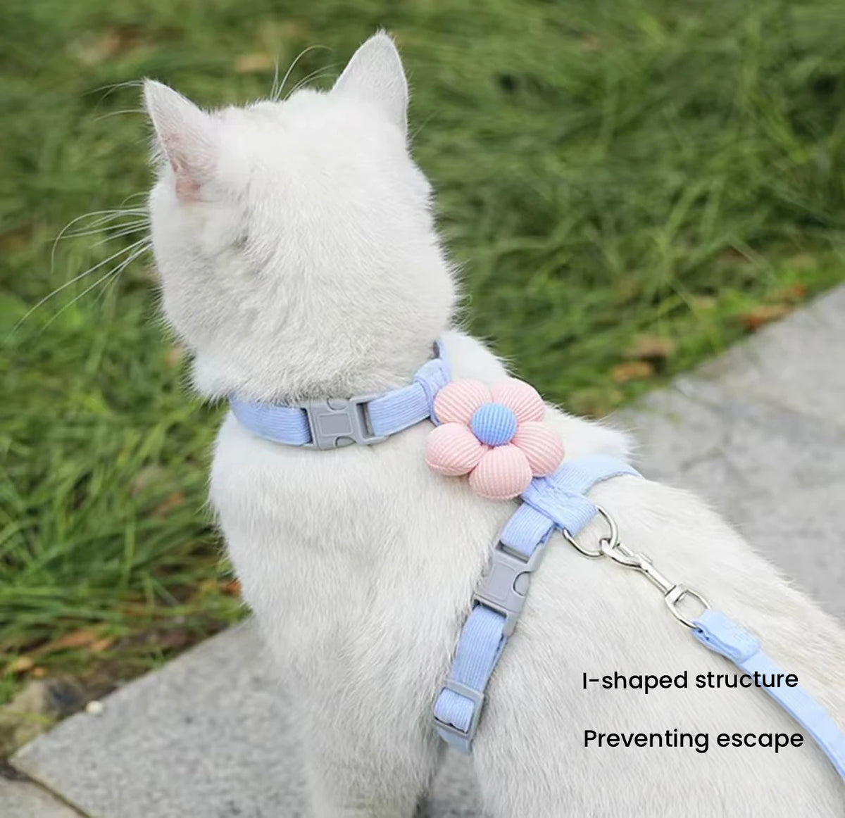 Adjustable Cat Harness with Leash, Escape-Proof H-Style Design
