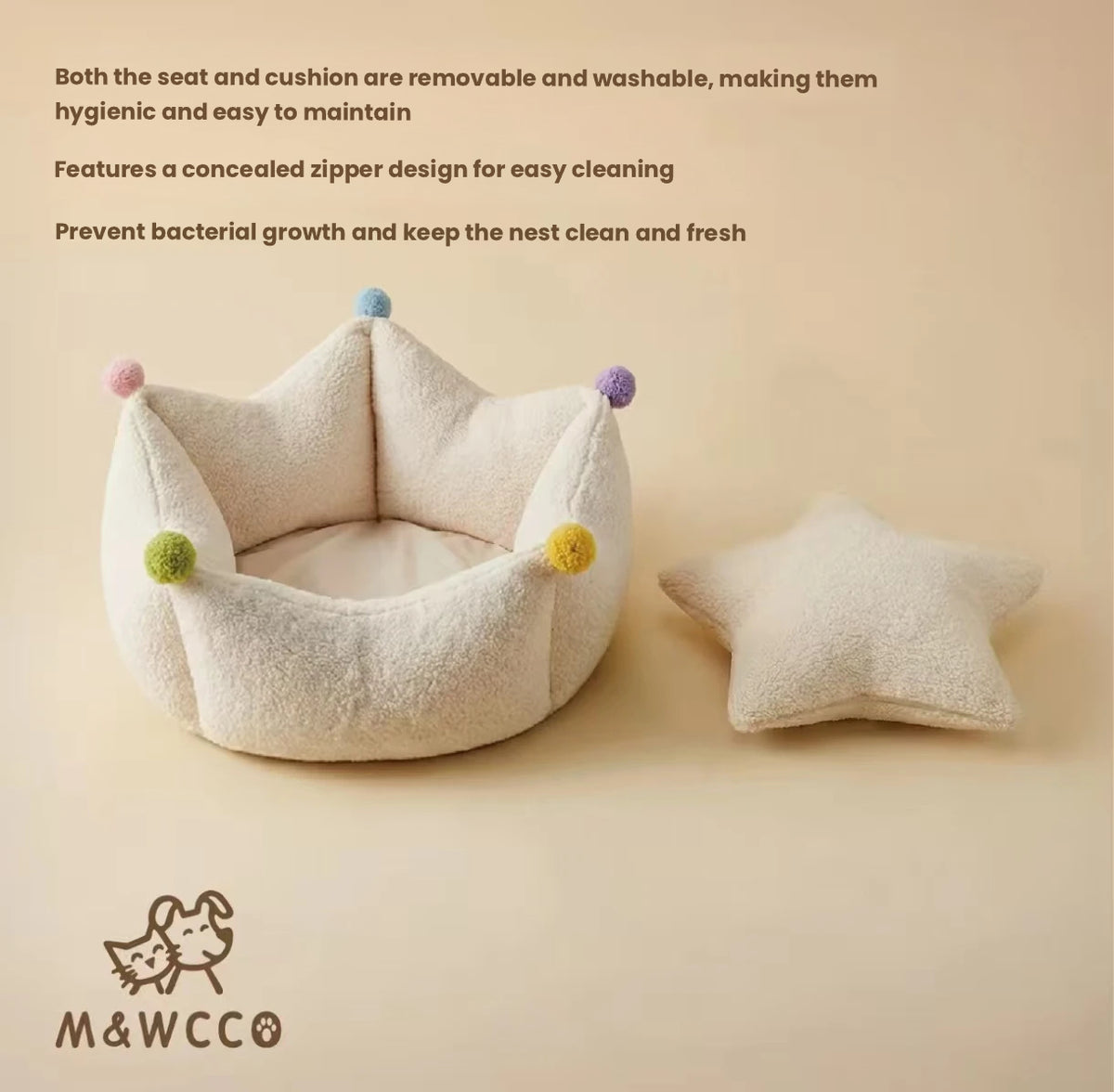 M&WCCO Original All-Season Pet Bed - Washable Deep Sleep Warm Cushion for Cats & Small Dogs