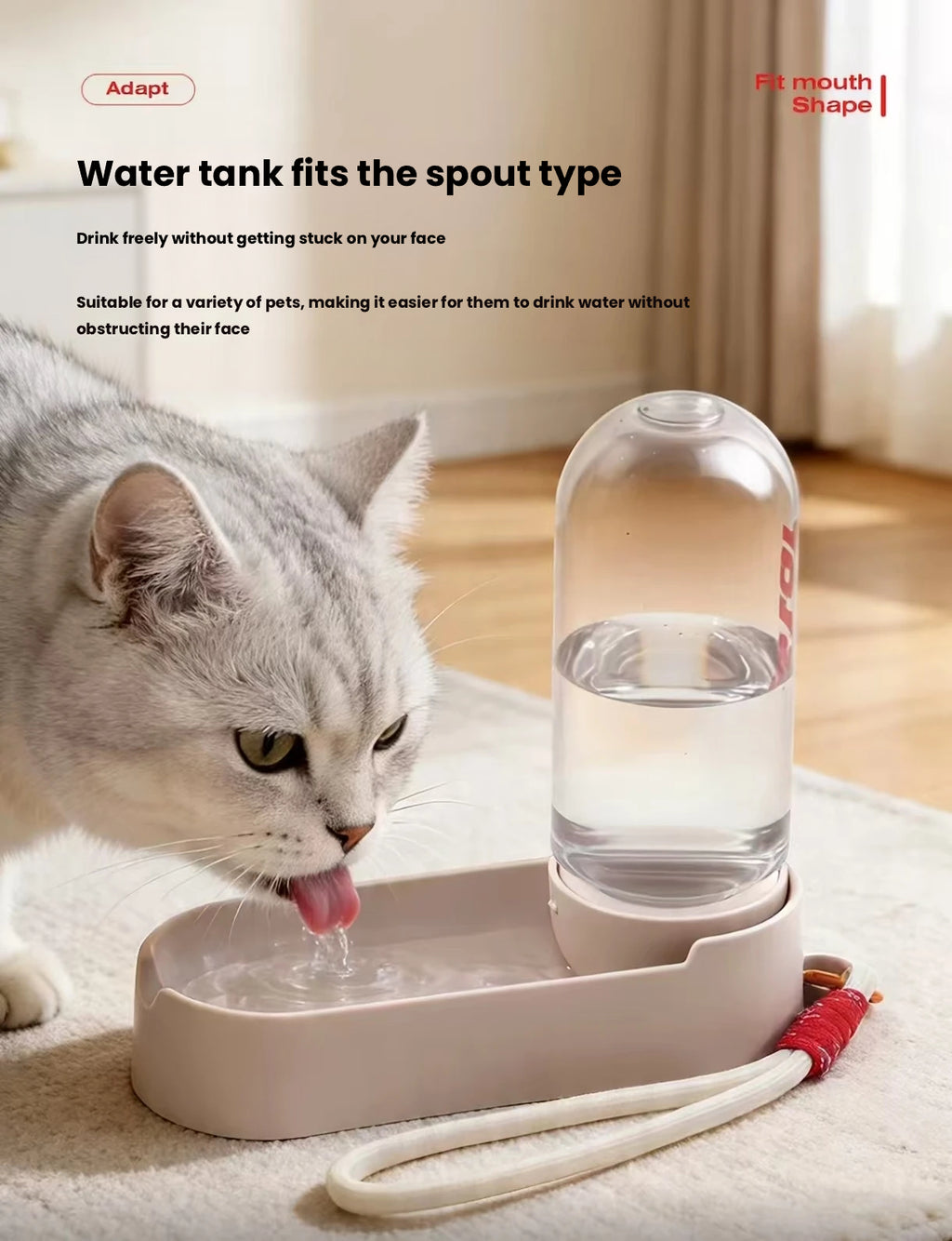Cat drinking from the Petstar travel water bottle bowl
