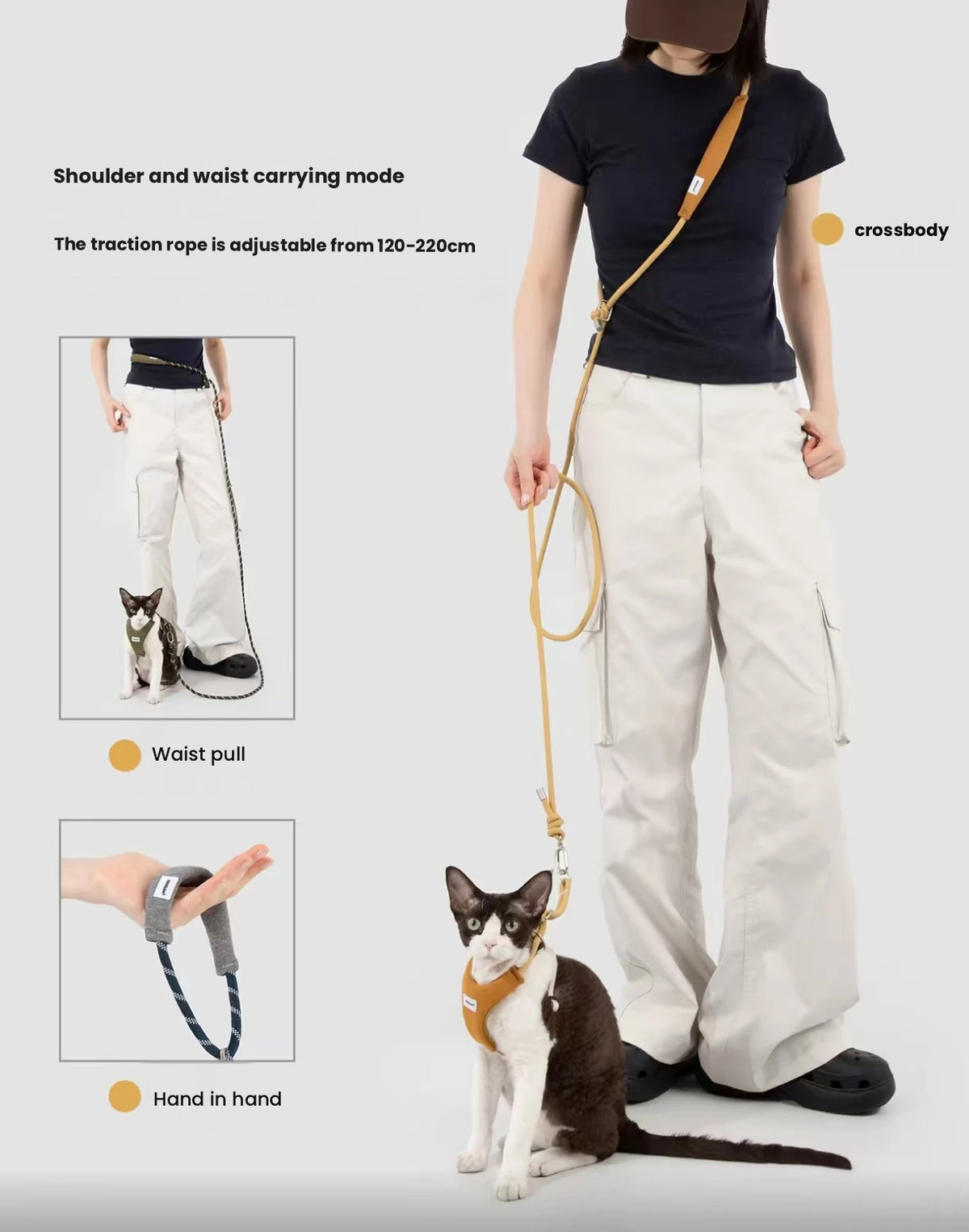 HiDREAM Escape-Proof Cat Harness and Leash Set - Y-Shape No-Choke Crossbody Walking Harness