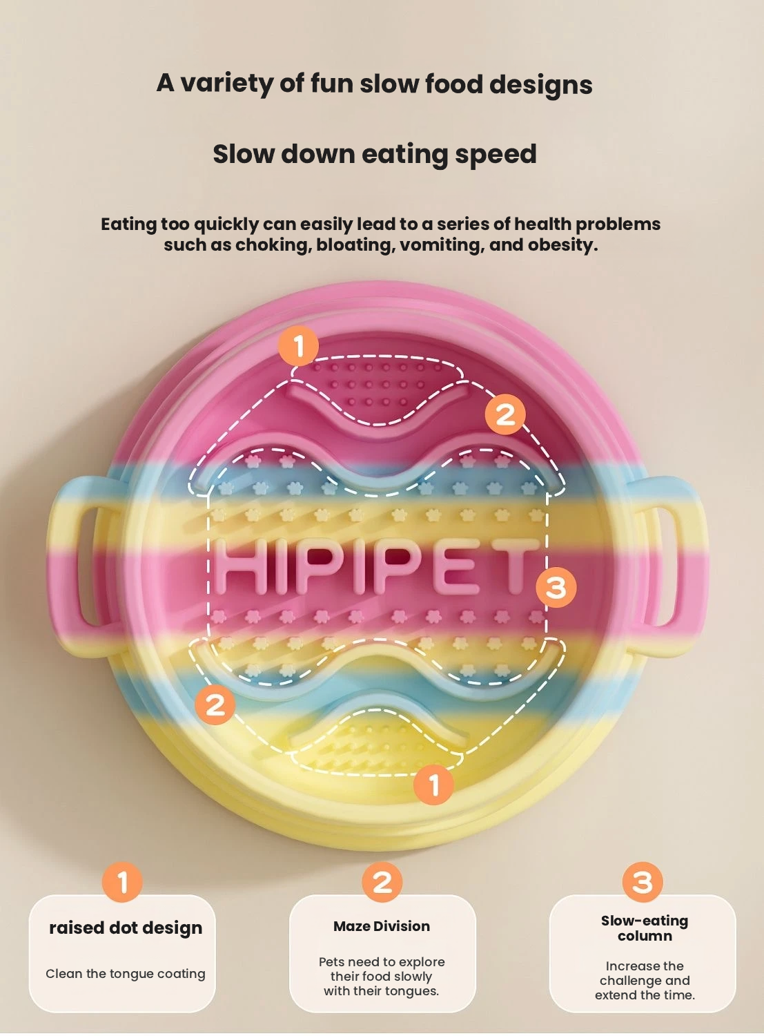 Hipidog Silicone Slow Feeder Dog Bowl for Small Dogs