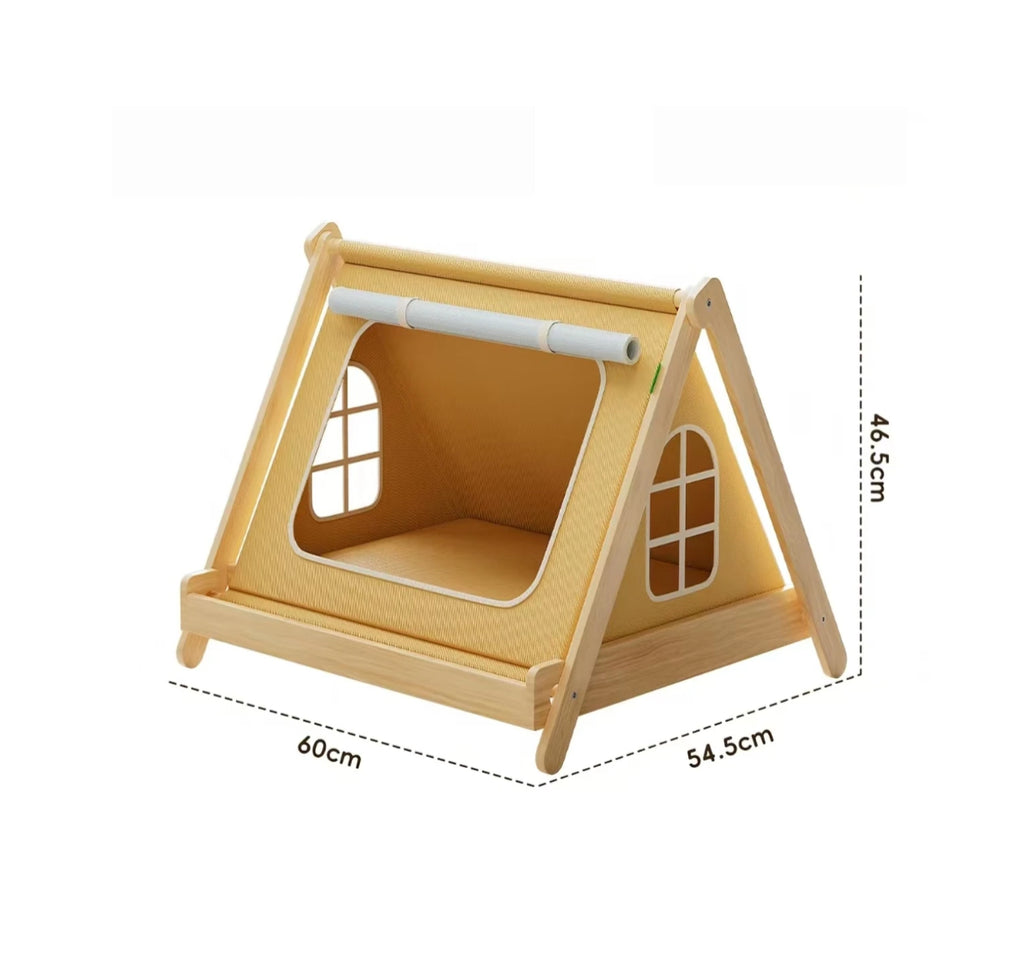 Wooden Cat Tent Bed: No-Assembly, All-Season & Semi-Enclosed