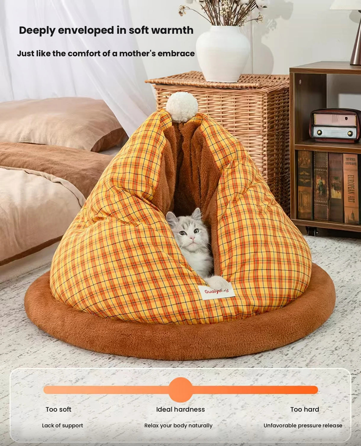 Cat Sleeping Bag - Thick Warm Non-Collapsible Semi-Enclosed Cave Bed