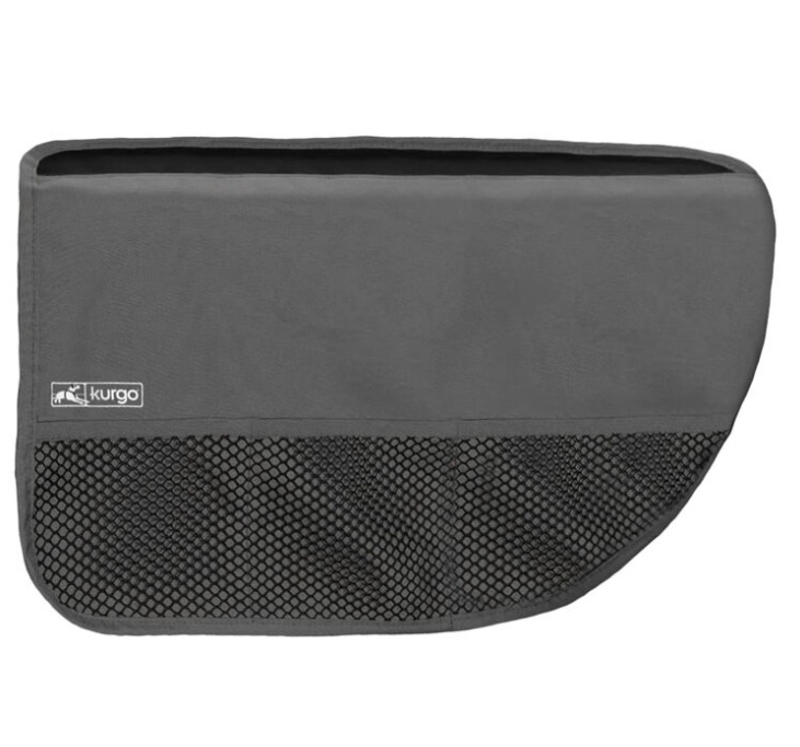 Black Kurgo car door guard with large mesh storage pocket