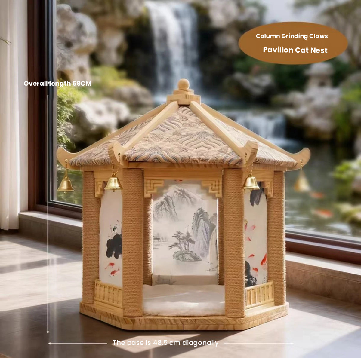 Wooden Cat Tree: Space-Saving Cat Scratcher with Bed & Post