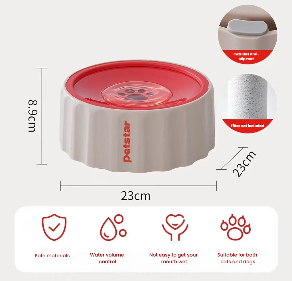 Petstar Floating Dog Water Bowl, Splash-Proof Slow Drinking Bowl