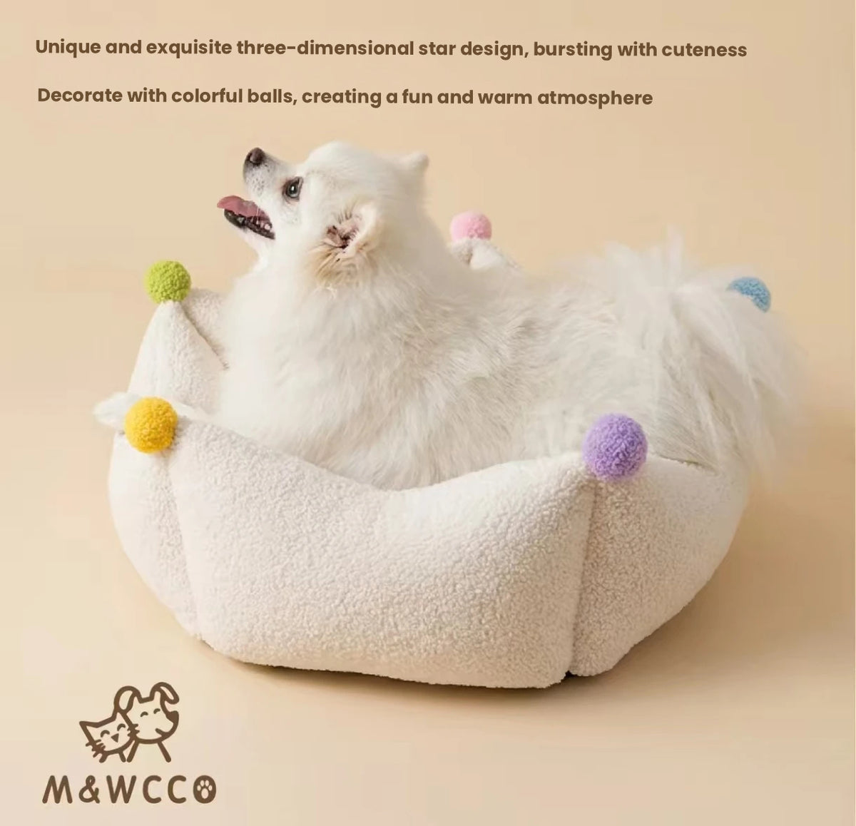 M&WCCO Original All-Season Pet Bed - Washable Deep Sleep Warm Cushion for Cats & Small Dogs