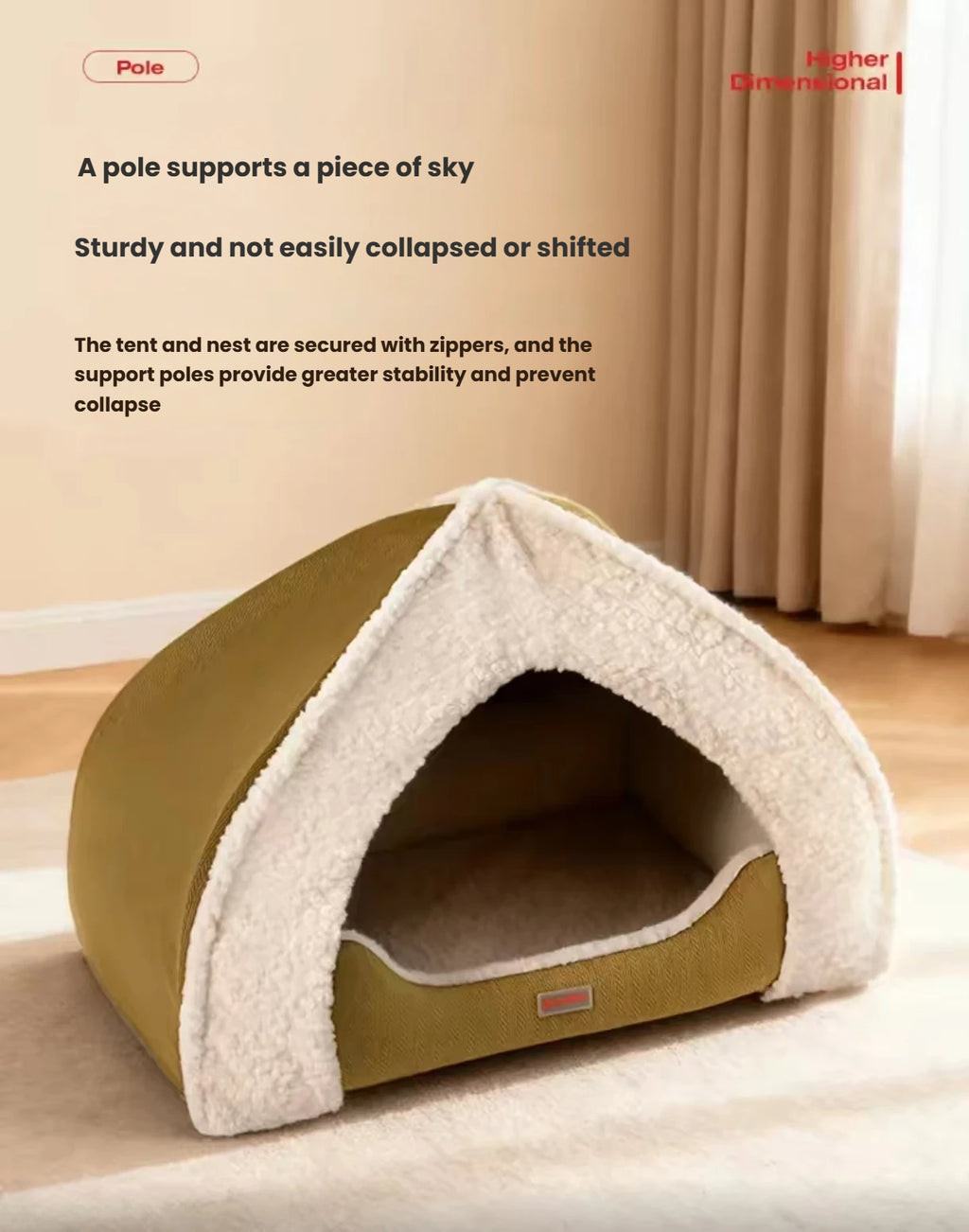 Petstar tent bed showing the shaped canopy and attached sleeping base