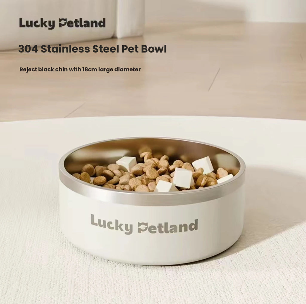 LuckyPetland Stainless Steel Cat & Dog Bowl, Anti-Slip Desig