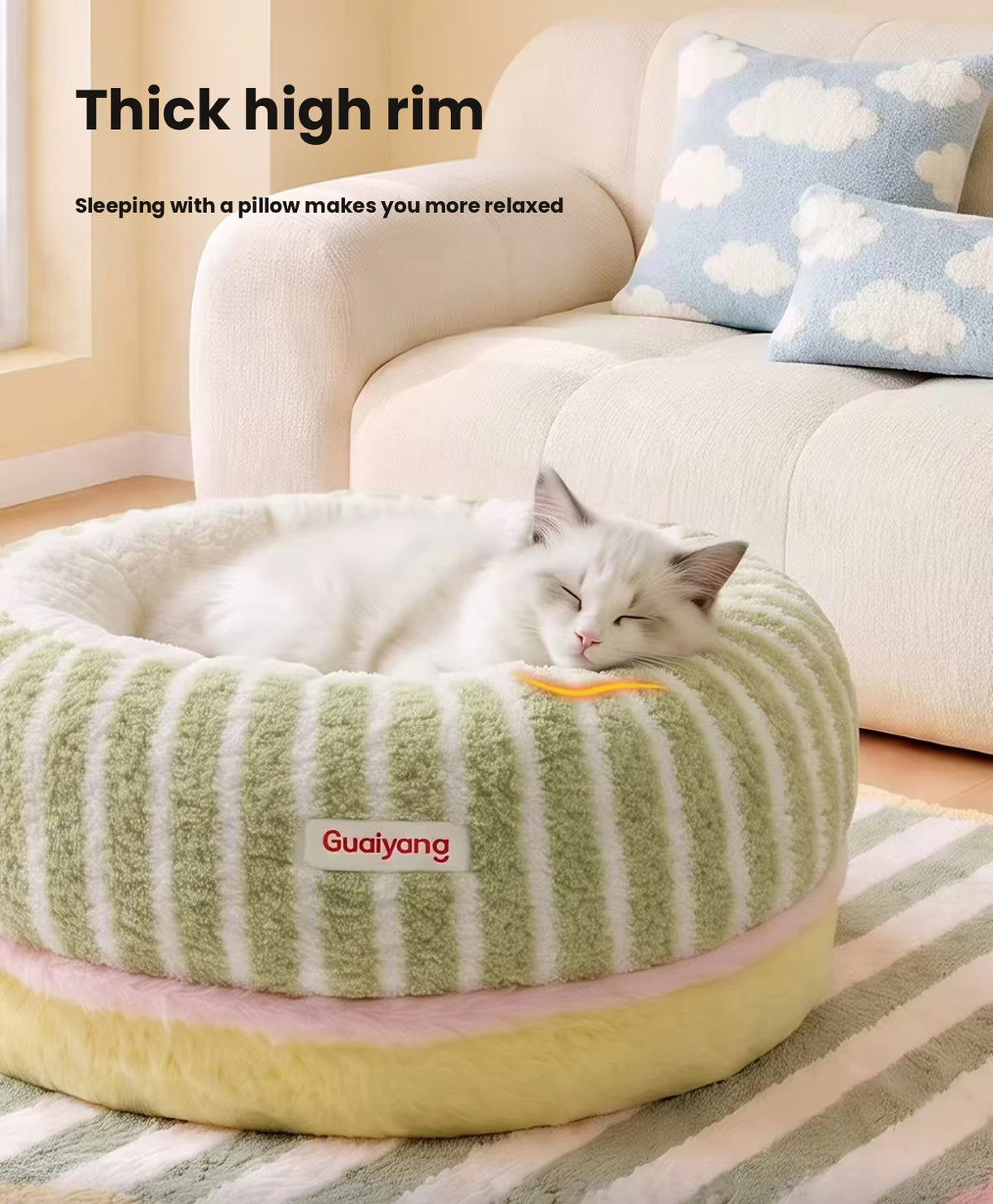 All-Season Semi-Enclosed Cat Sofa Bed - Thick Warm Security Pet Bed for Dogs