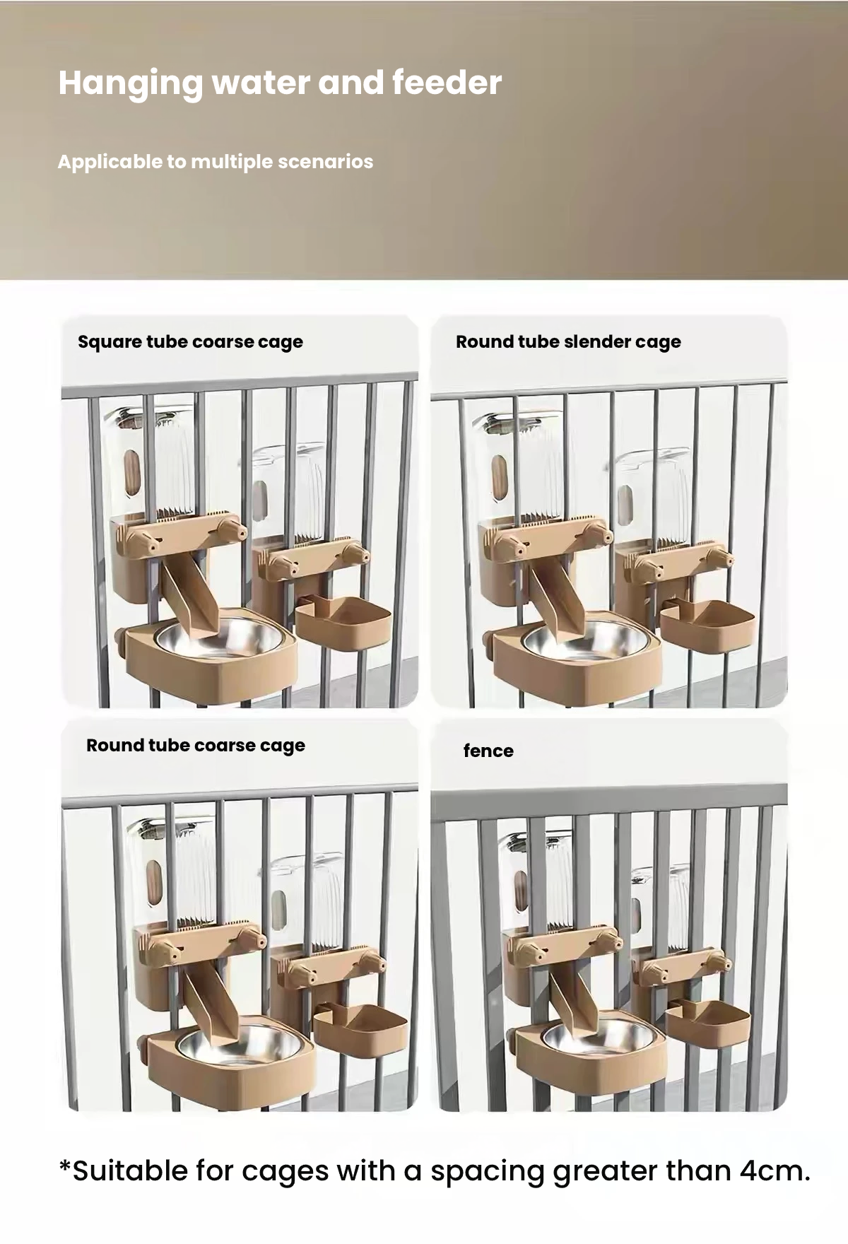 Hipidog Hanging Pet Food & Water Bowls for Cage Use