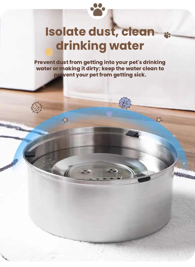 POPOCOLA Stainless Steel Floating Pet Water Bowl – Spill-Resistant Design