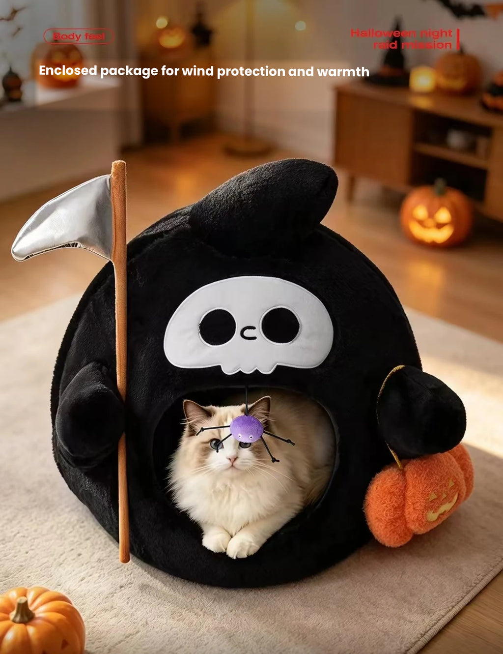 Front view of the Petstar Halloween cat cave