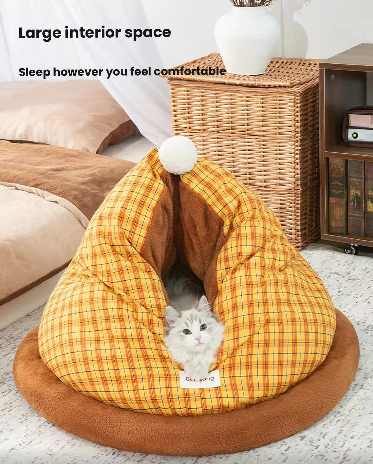 Cat Sleeping Bag - Thick Warm Non-Collapsible Semi-Enclosed Cave Bed