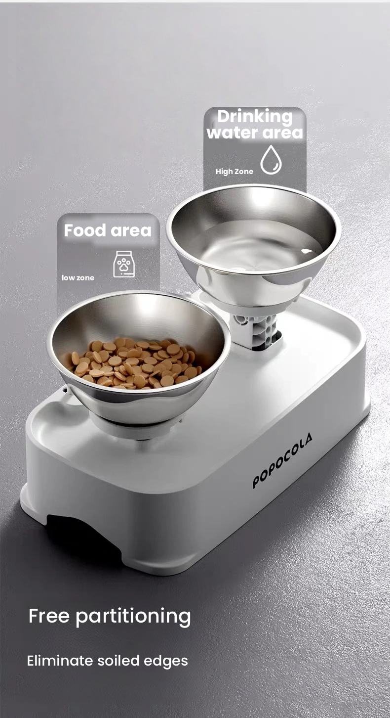 POPOCOLA Adjustable Stainless Steel Pet Bowl