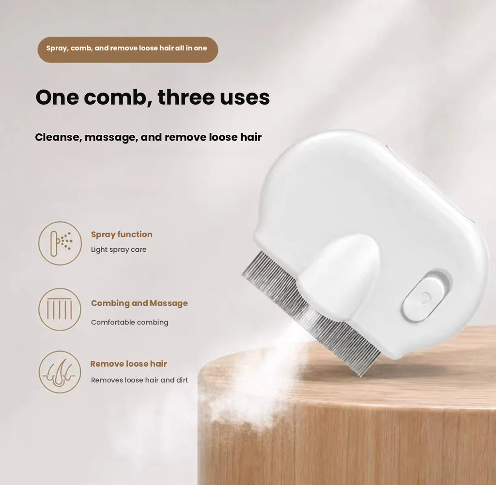 Spray Grooming Comb for Cats & Dogs, Deshedding & Detangling Brush