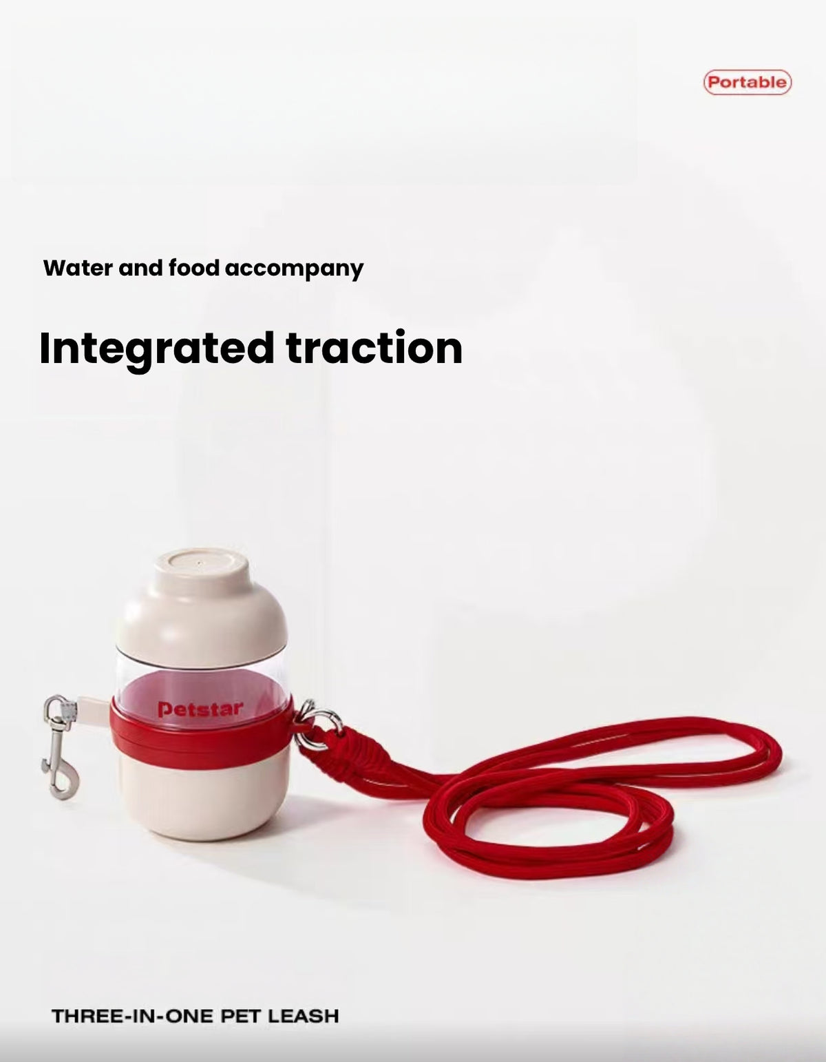Petstar leash and travel container integrated design