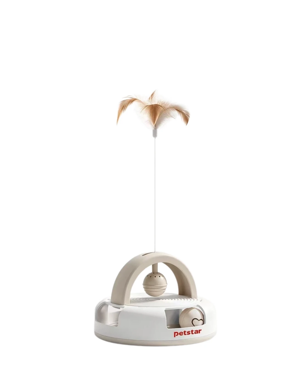 Petstar cat activity toy with a feather wand, hanging bell and ball track