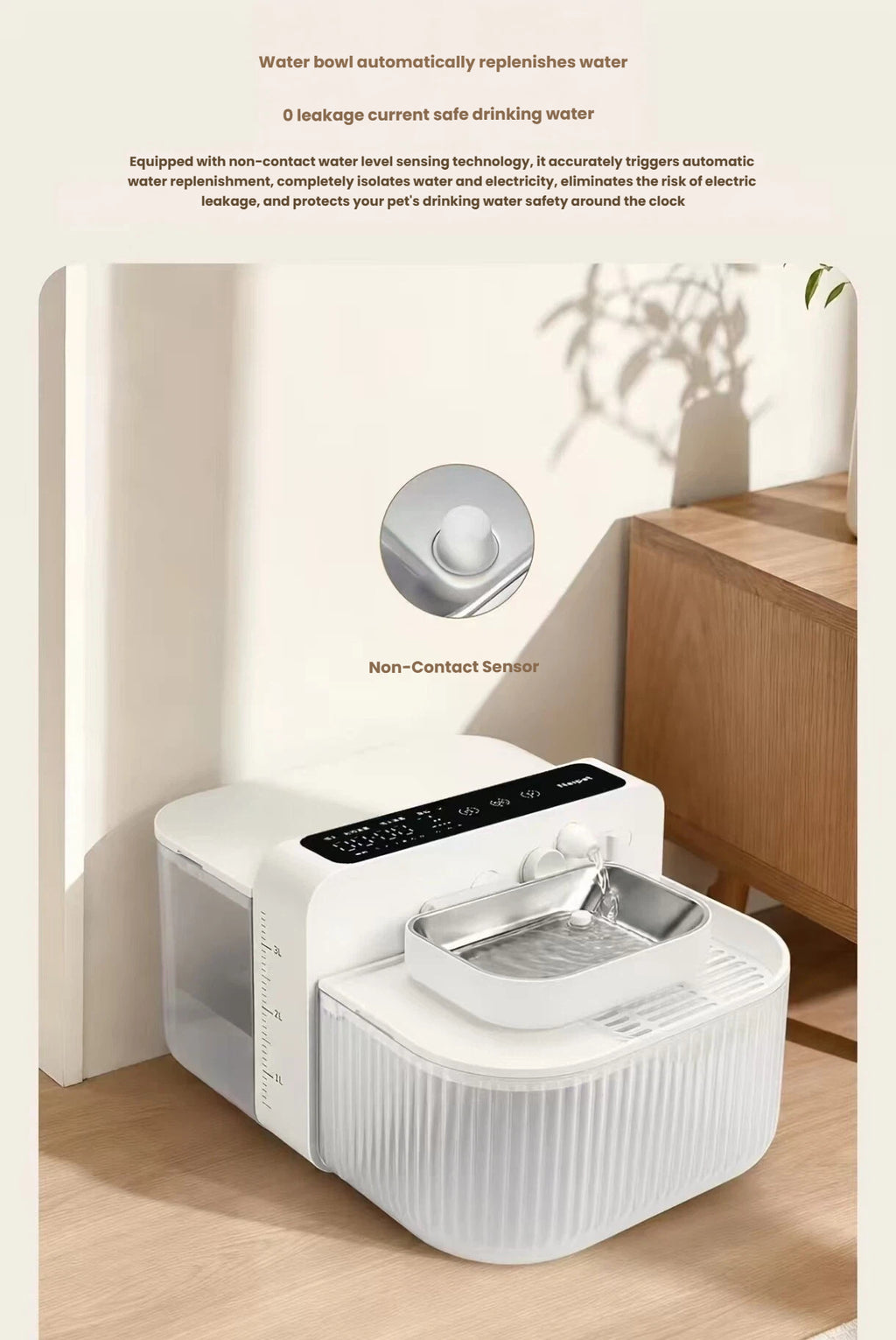 Naipet Cordless Automatic Cat Water Fountain with Clean Water Separation