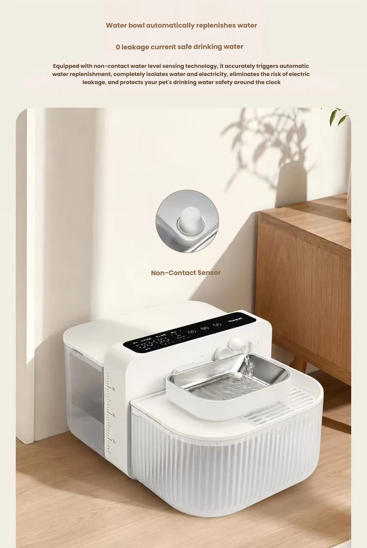 Naipet Cordless Automatic Cat Water Fountain with Clean Water Separation