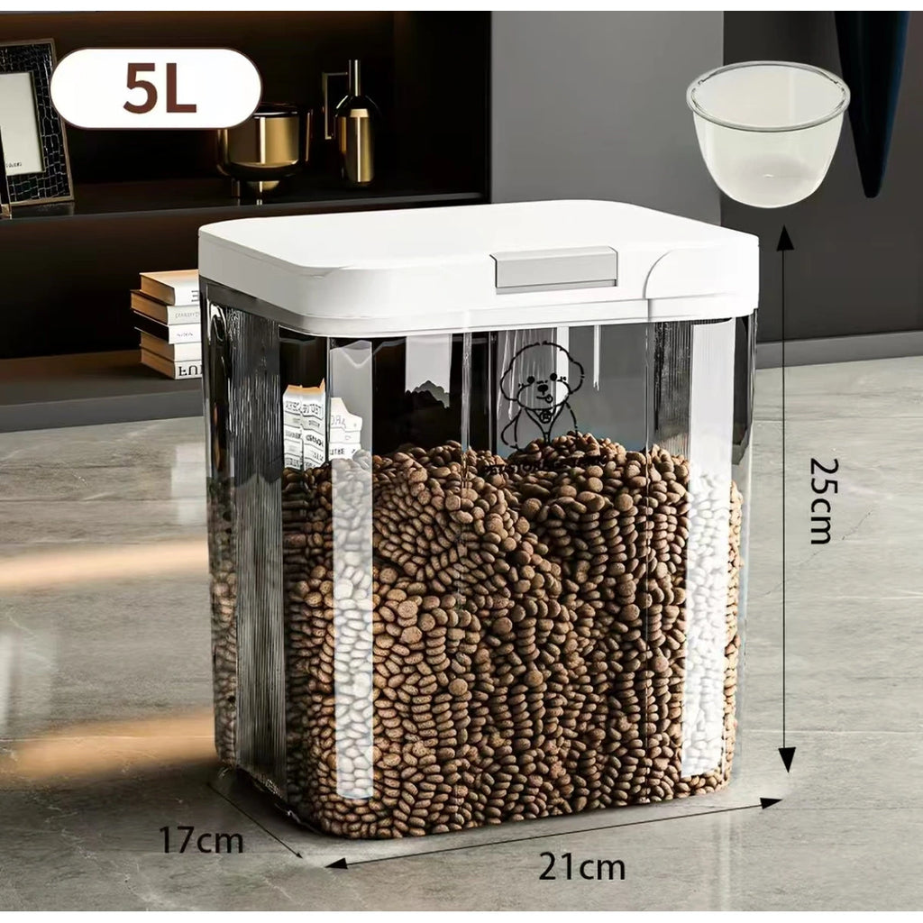 5L pet food storage container with dimensions shown
