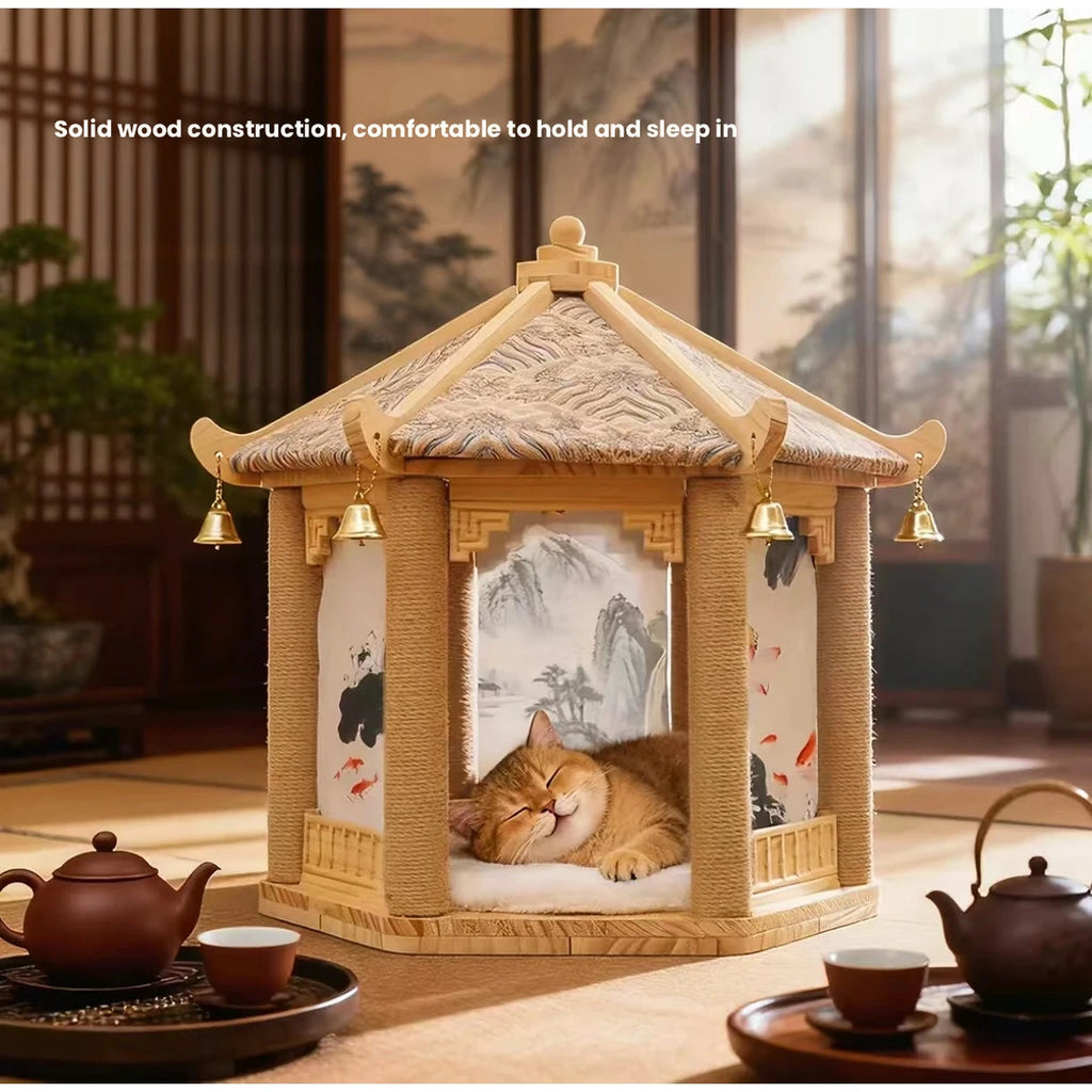 サイザル爪とぎ付き木製キャットハウス 商品画像 2