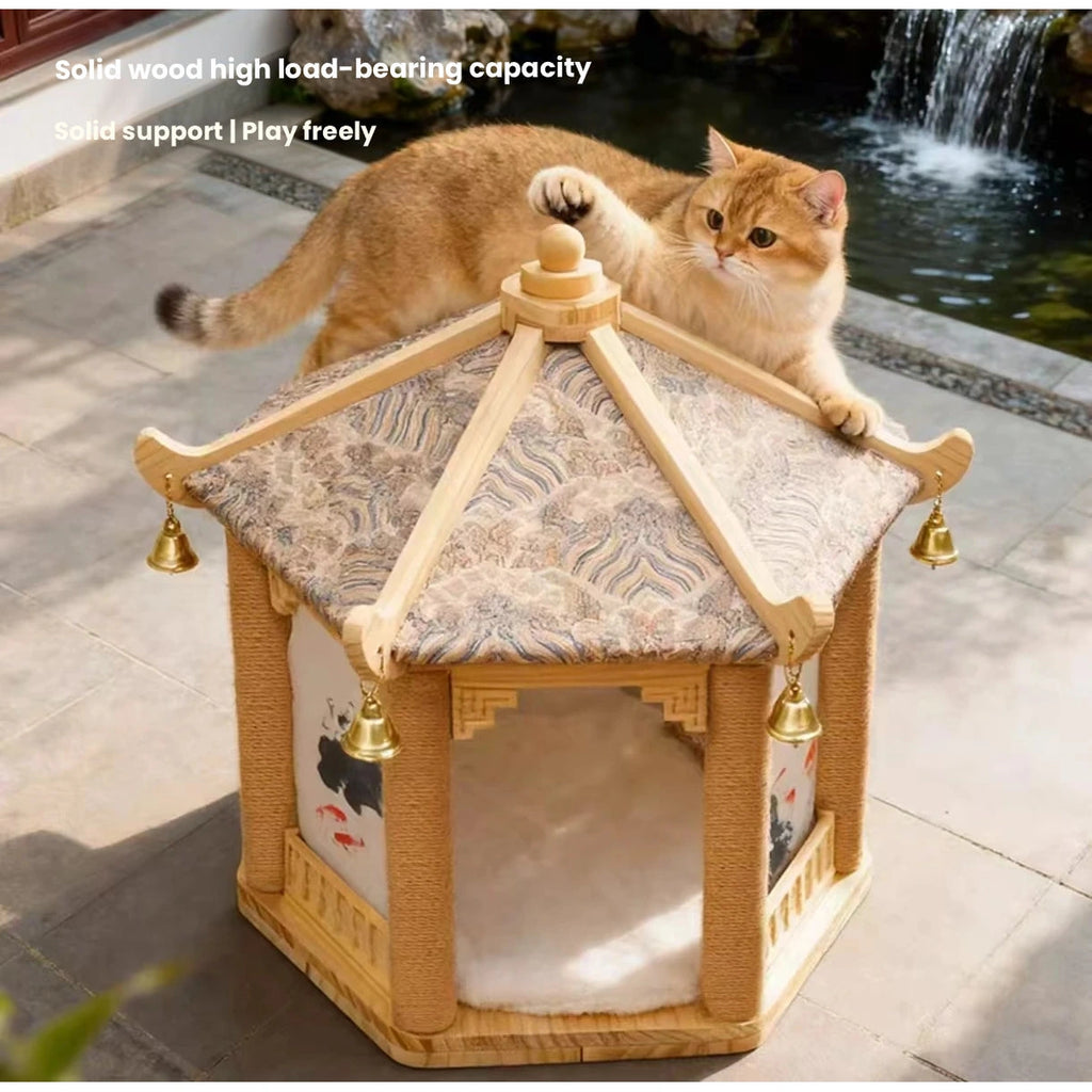 サイザル爪とぎ付き木製キャットハウス 商品画像 3