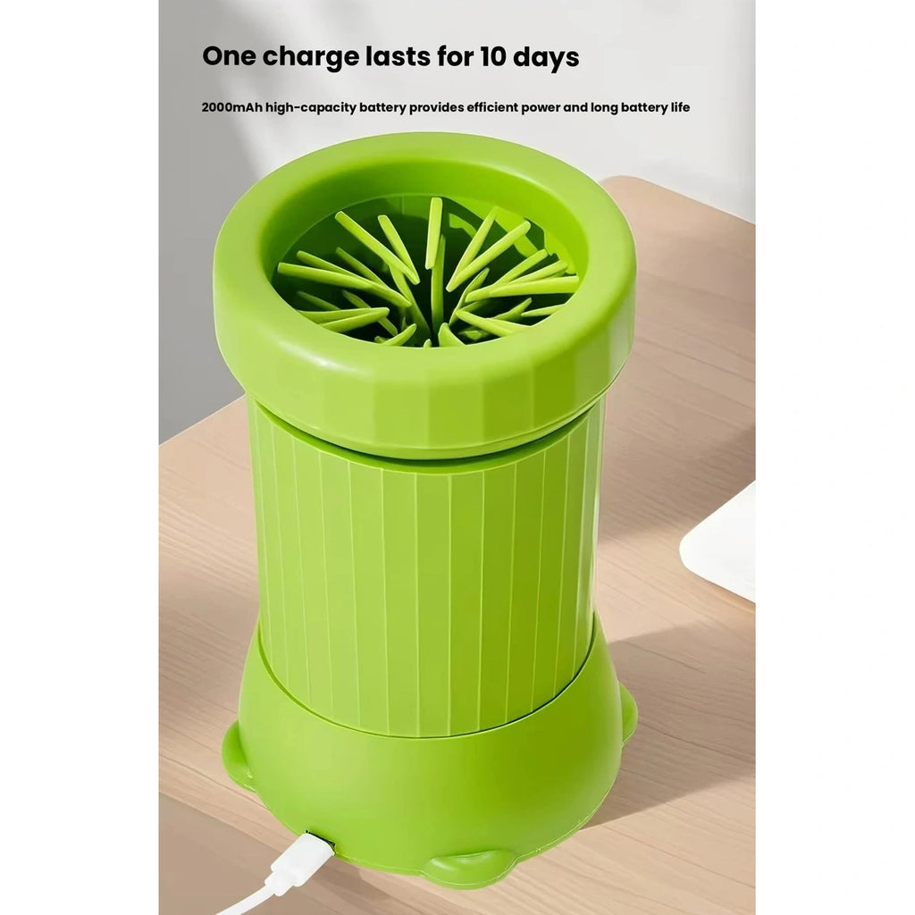 Green paw cleaner cup with removable inner brush