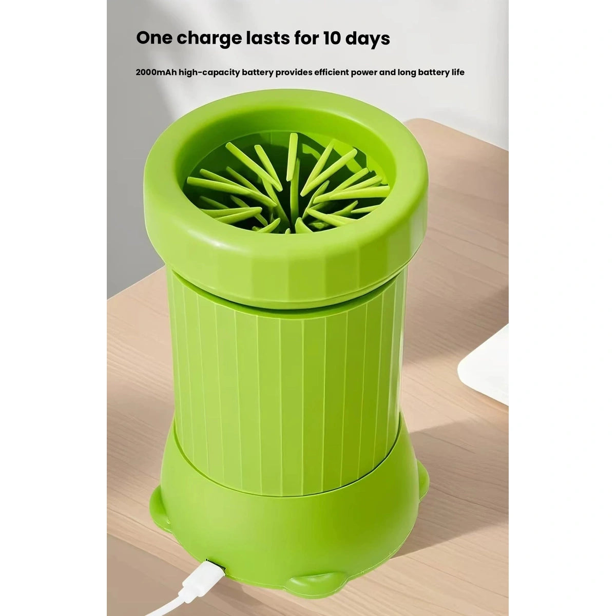 Green paw cleaner cup with removable inner brush