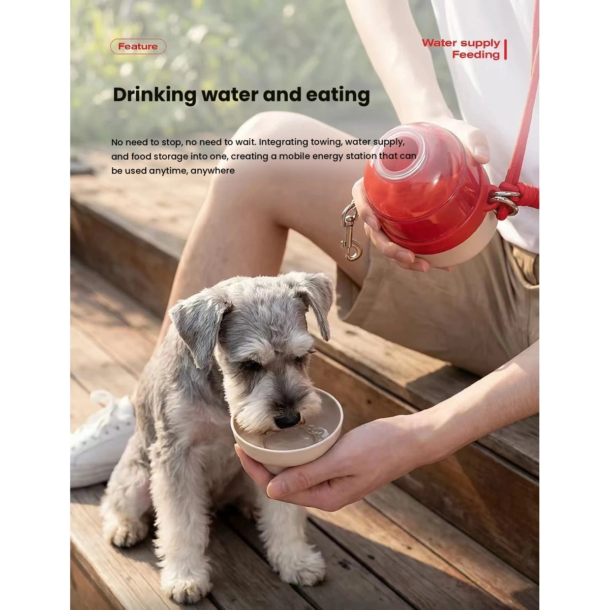 Dog drinking from the Petstar folding travel bowl