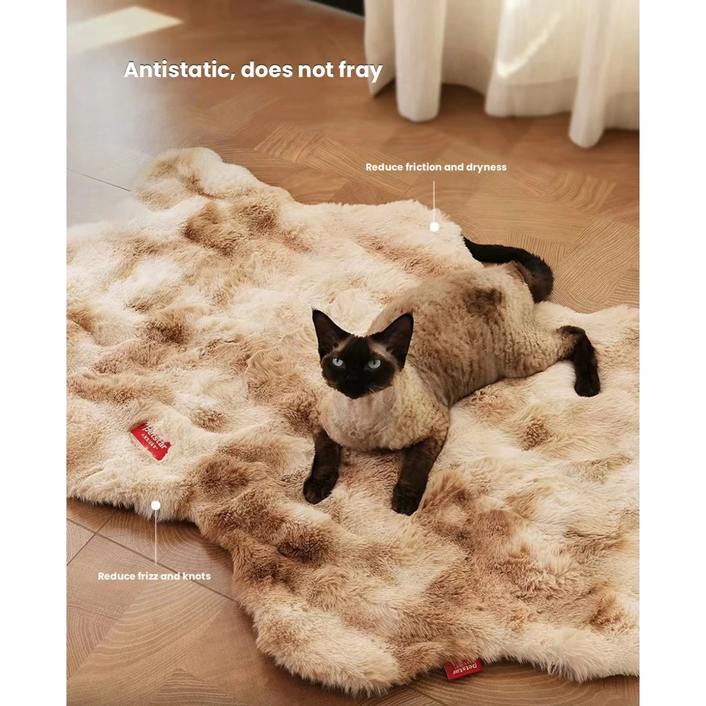 Cat lying on the brown Petstar plush pet mat