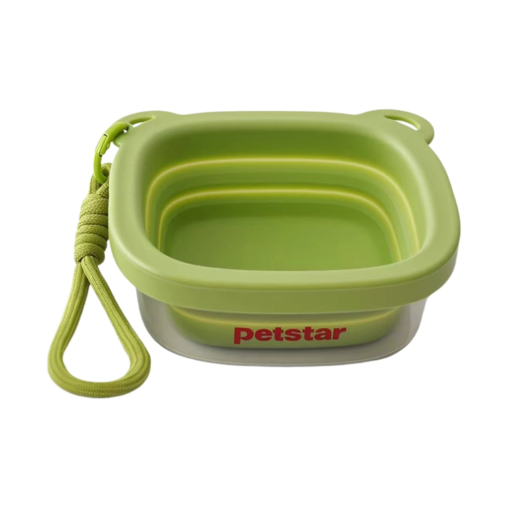 Green Petstar collapsible silicone travel pet bowl