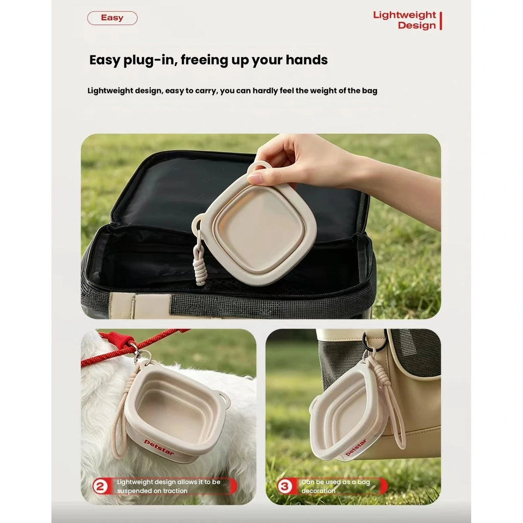 Petstar travel bowl folded into a compact bag