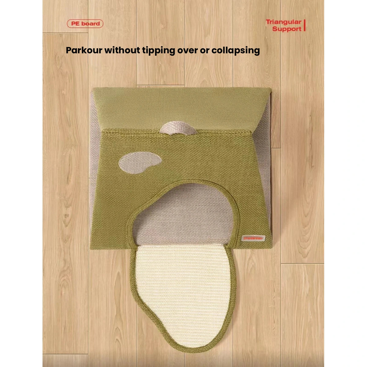 Overhead view of the green Petstar cat house and entrance pad