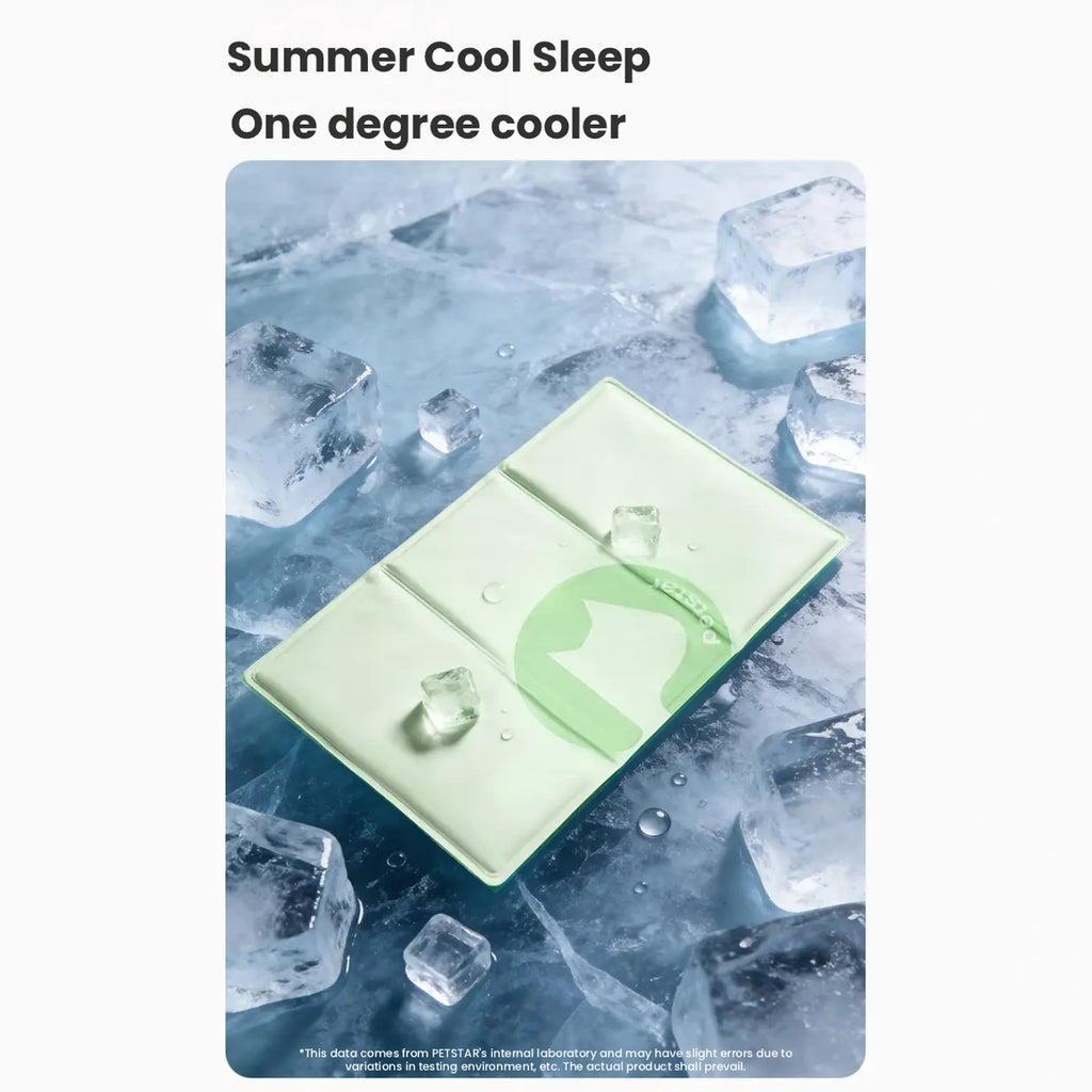 Petstar cooling mat pictured with a cool-sleep graphic