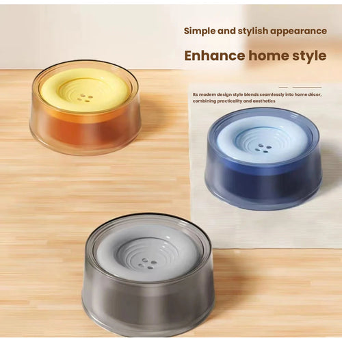 Orange, blue and grey floating pet water bowl colour options