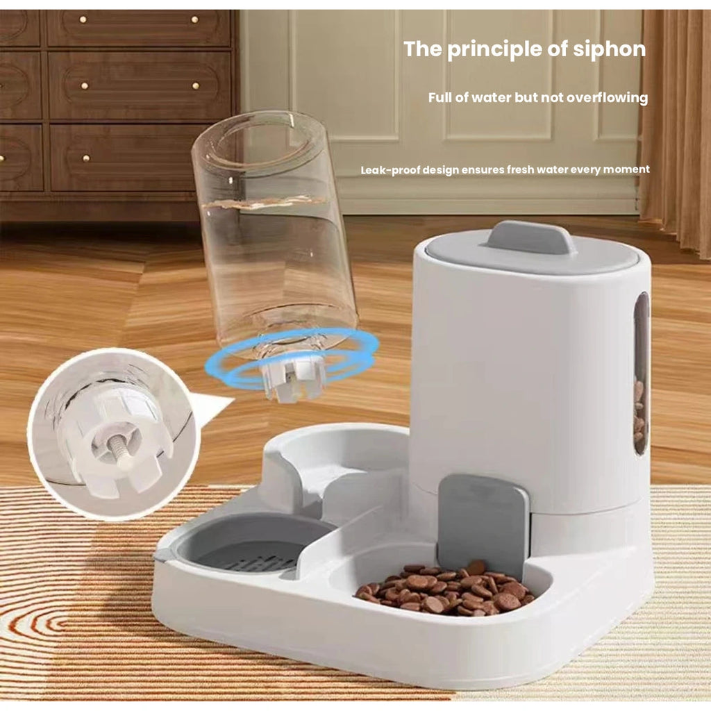 Diagram of the grey feeder components and water bottle