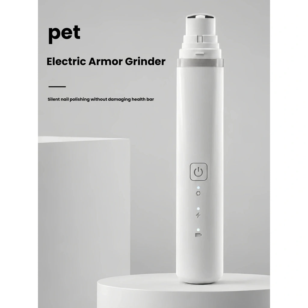 White electric pet nail grinder with one-button control