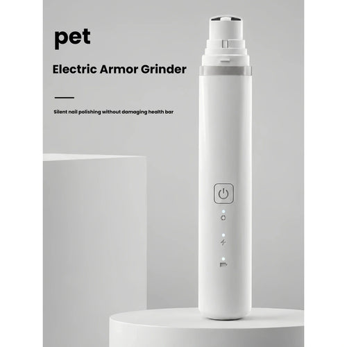 White electric pet nail grinder with one-button control