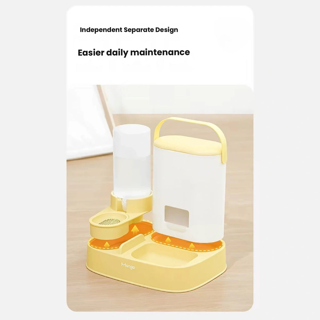 Exploded view of the Mango gravity feeder components