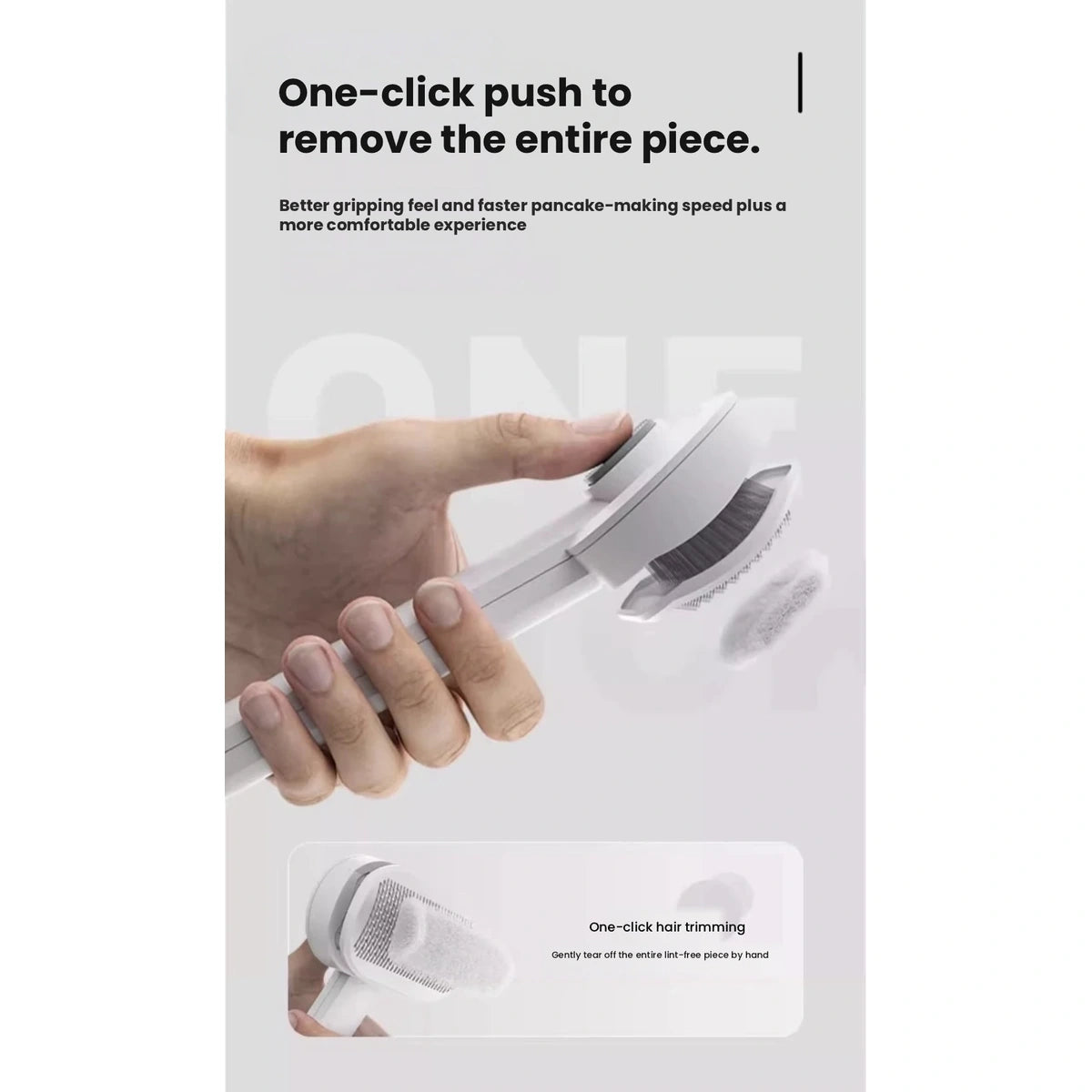 Push control releasing fur from the POPOCOLA brush