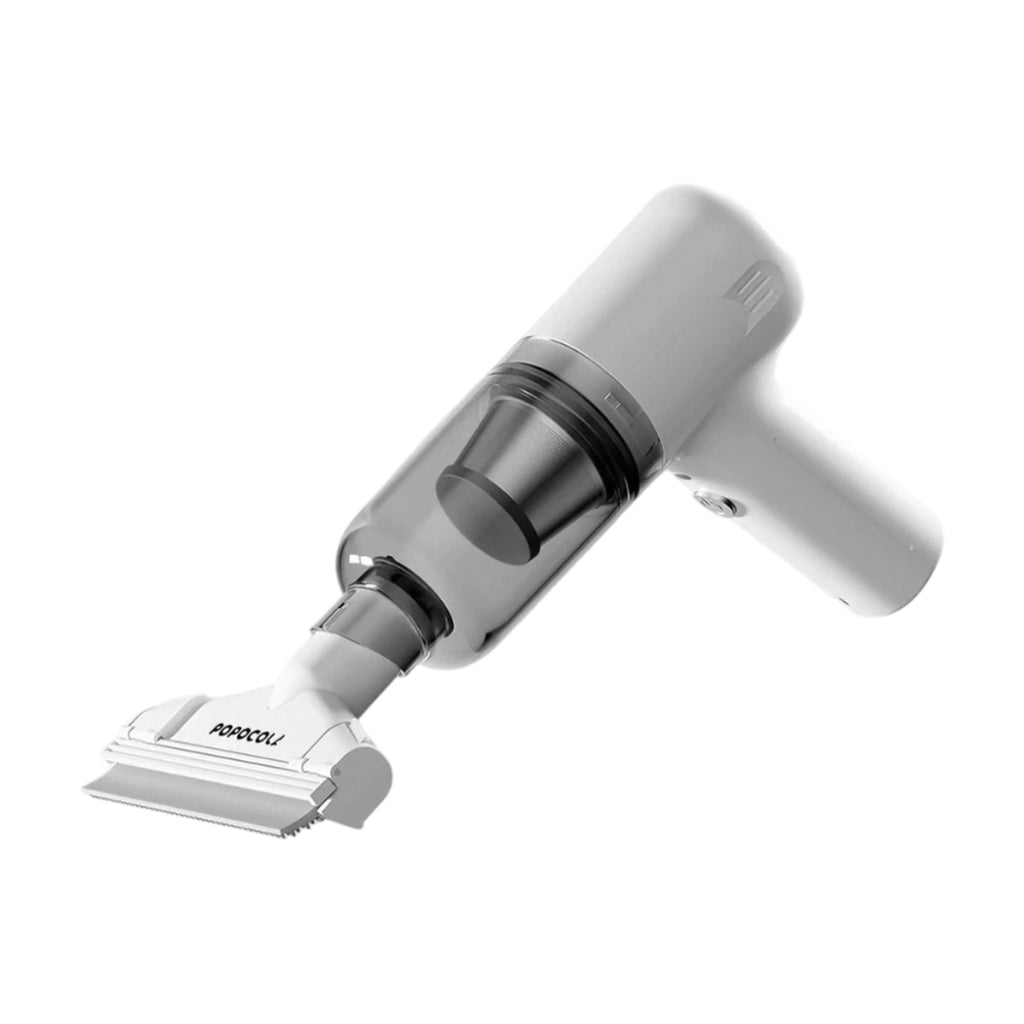 Grey POPOCOLA cordless pet hair vacuum with comb head