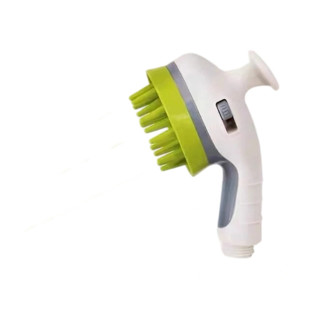 White and green Hipidog silicone dog bath brush
