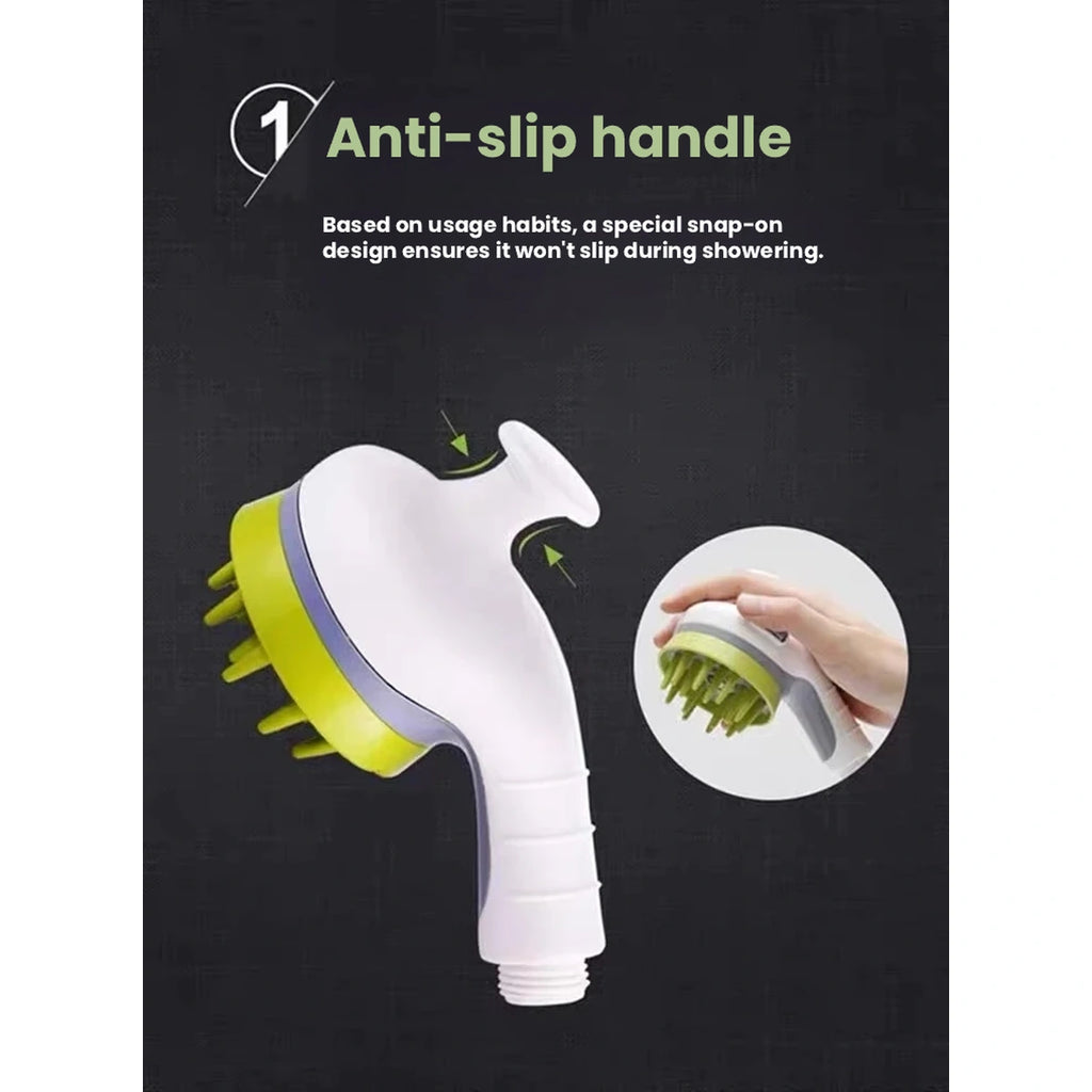 Hipidog bath brush anti-slip handle infographic