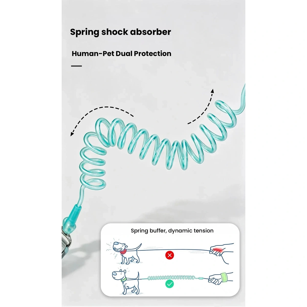 Coiled spring section of hands-free dog lead