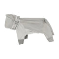 Grey four-leg dog raincoat shown flat